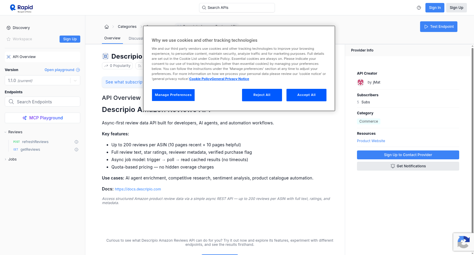 Descripio Amazon Reviews API 数据集图片