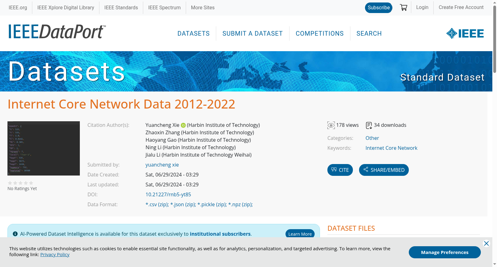 Internet Core Network Data 2012-2022 数据集图片