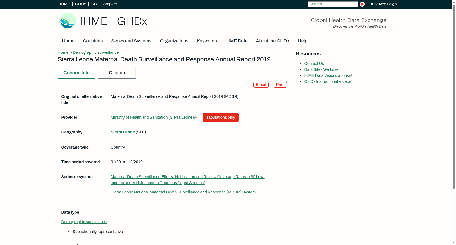 Sierra Leone Maternal Death Surveillance and Response Annual Report 2019 数据集图片