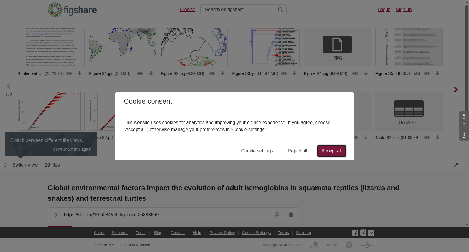 <b>Global environmental factors impact the evolution of adult hemoglobins in</b><b> squamata reptiles (lizards and snakes) and terrestrial turtles</b> 数据集图片