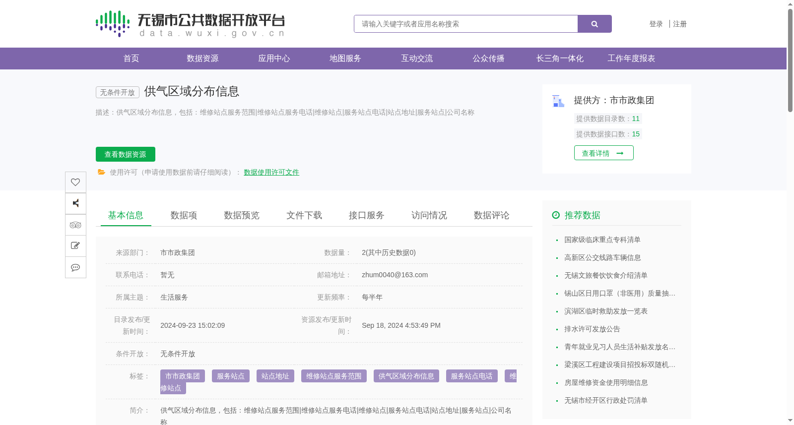 供气区域分布信息 数据集图片