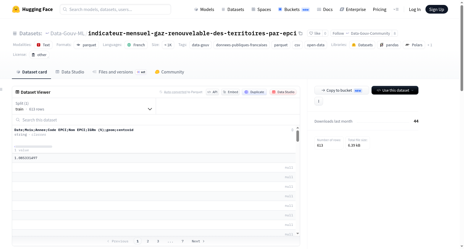 Data-Gouv-FR/indicateur-mensuel-gaz-renouvelable-des-territoires-par-epci 数据集图片