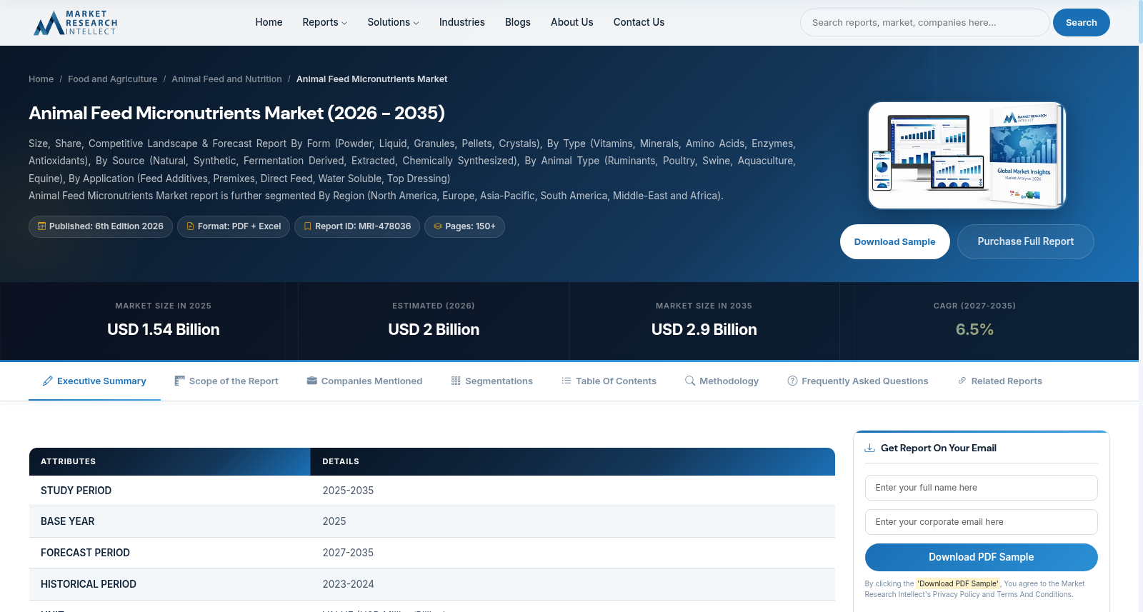 Animal Feed Micronutrients Market 数据集图片