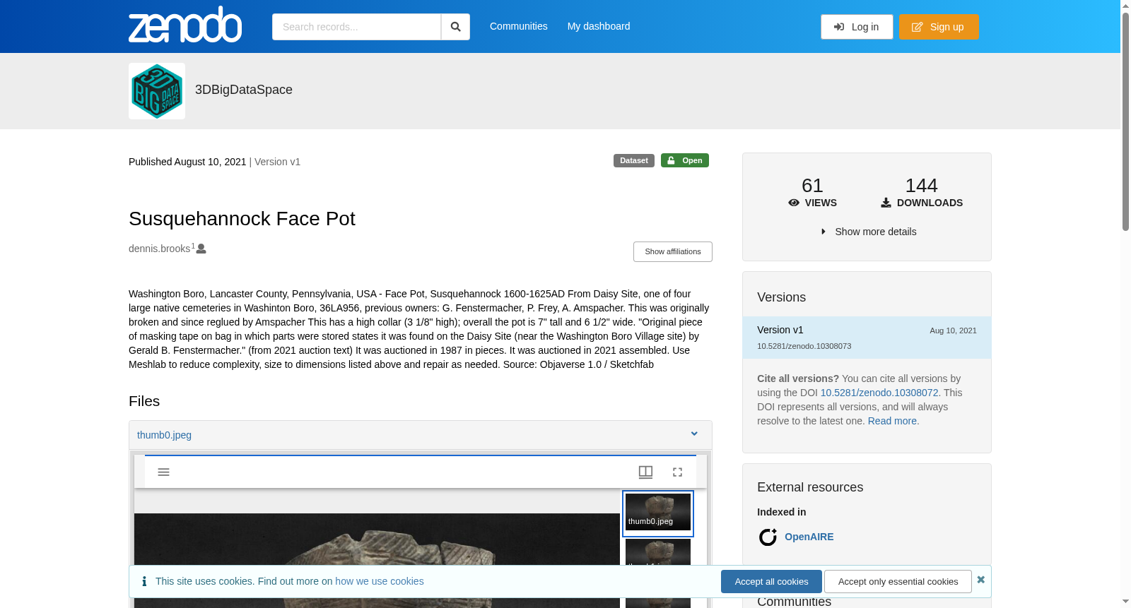 Susquehannock Face Pot 数据集图片