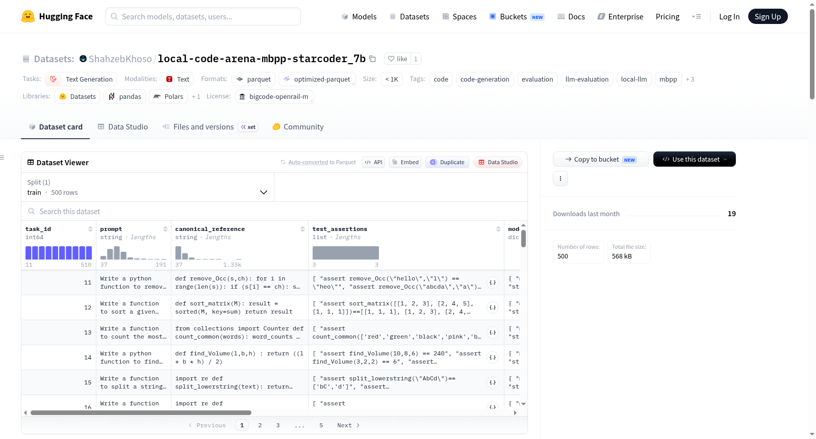 ShahzebKhoso/local-code-arena-mbpp-starcoder_7b 数据集图片