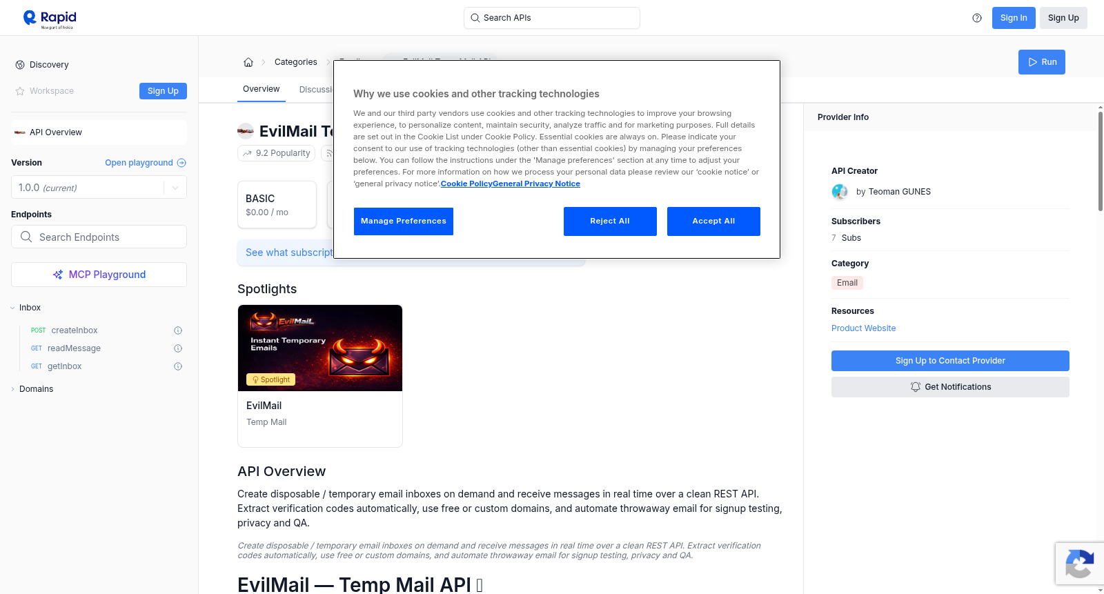 EvilMail Temp Mail API 数据集图片