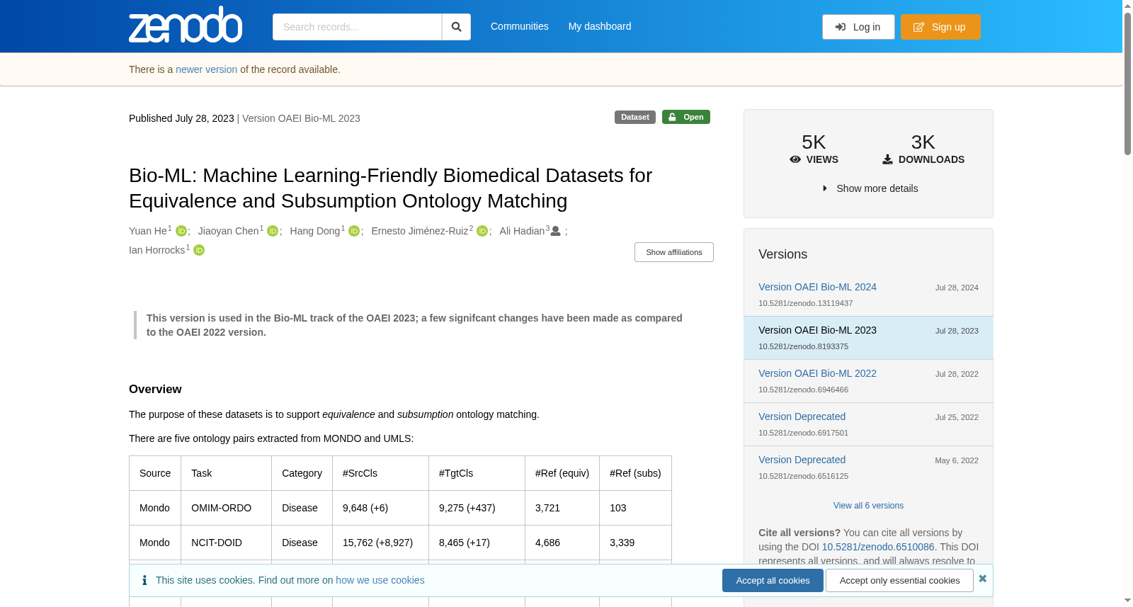 OAEI 2023 Bio-ML Challenge Datasets 数据集图片