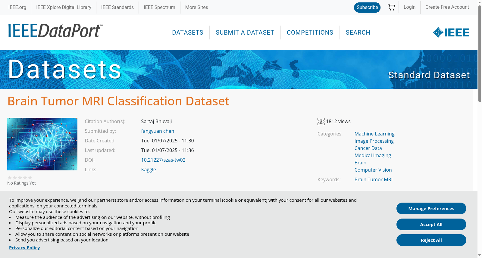 Brain Tumor MRI Classification Dataset 数据集图片
