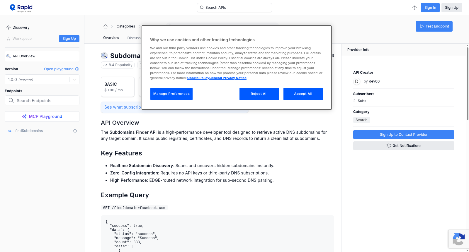 Subdomains Finder API - Realtime DNS Subdomain Scanner 数据集图片