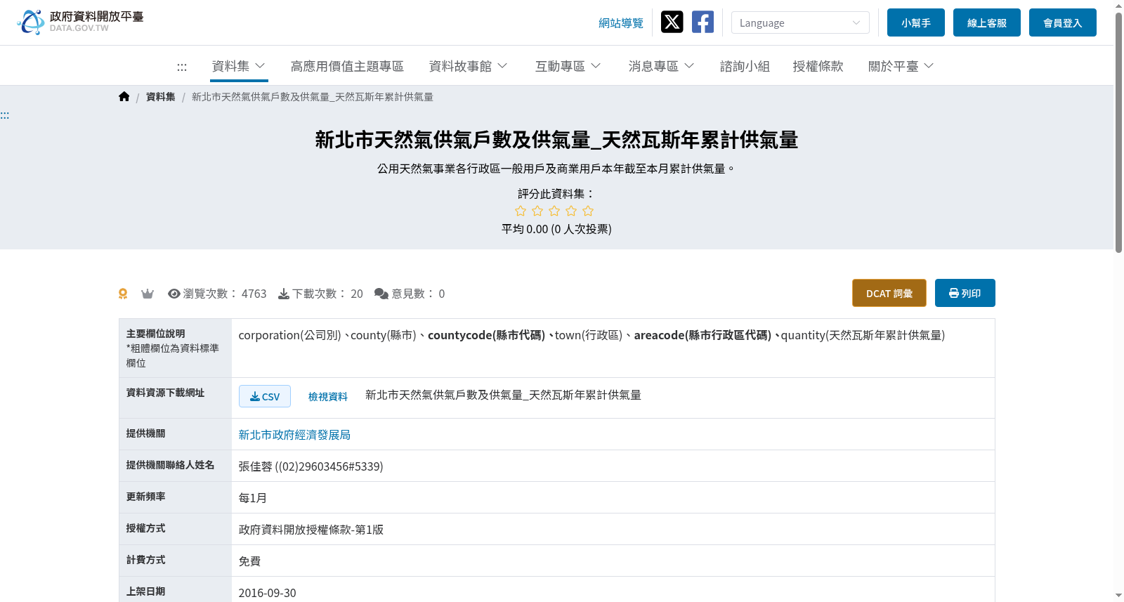 新北市天然氣供氣戶數及供氣量_天然瓦斯年累計供氣量 数据集图片