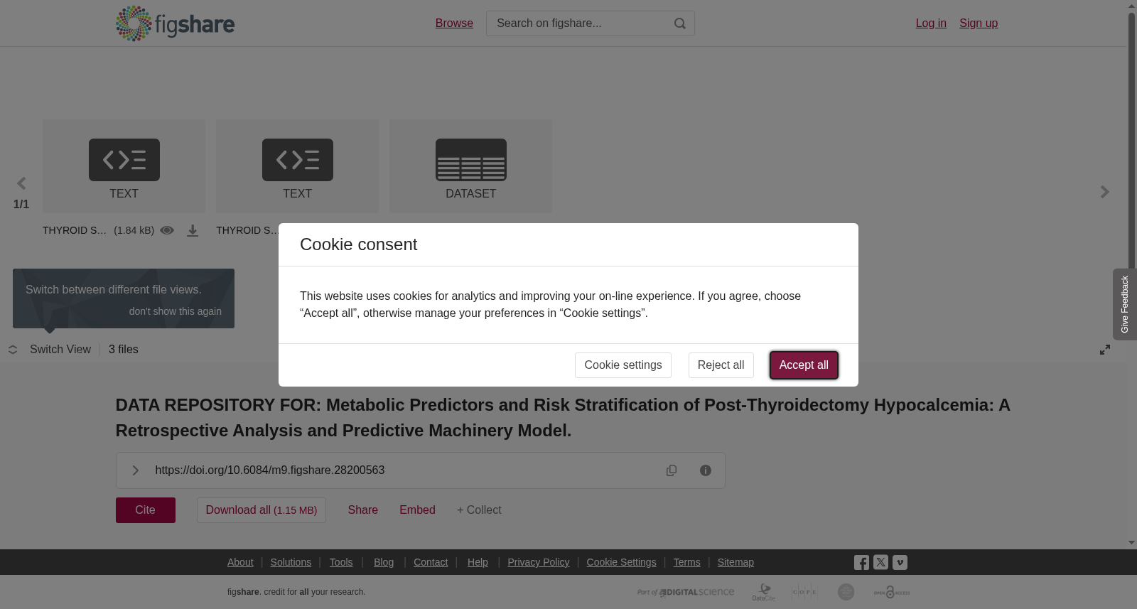 <b>DATA REPOSITORY FOR: Metabolic Predictors and Risk Stratification of Post-Thyroidectomy Hypocalcemia: A Retrospective Analysis and Predictive Machinery Model.</b> 数据集图片