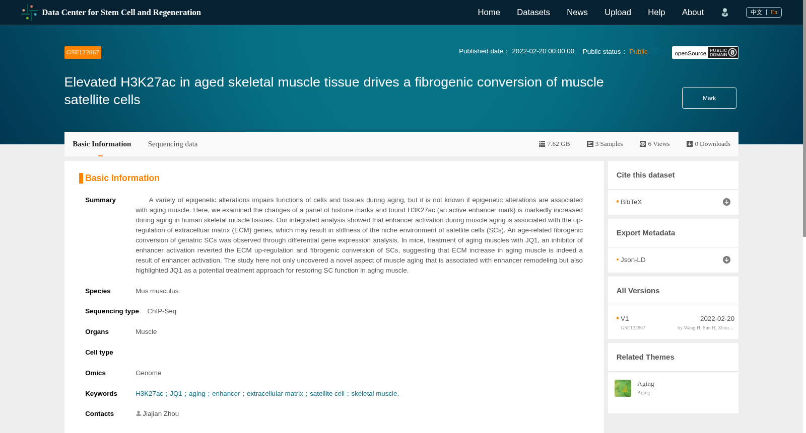 Elevated H3K27ac in aged skeletal muscle tissue drives a fibrogenic conversion of muscle satellite cells 数据集图片