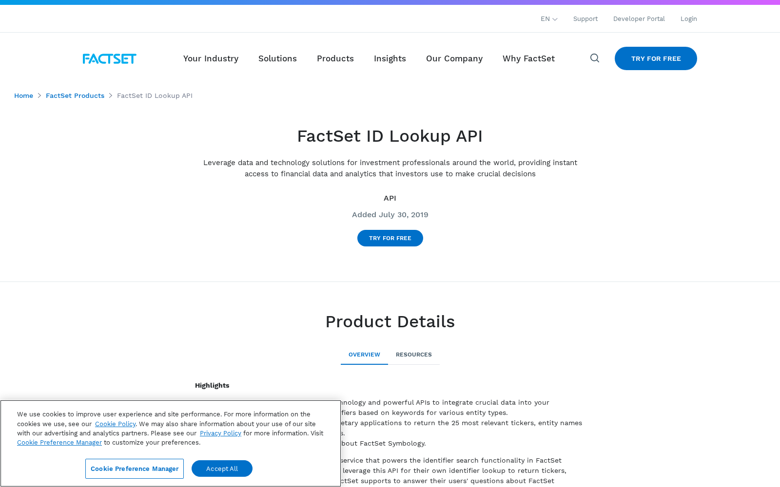 FactSet ID Lookup API 数据集图片