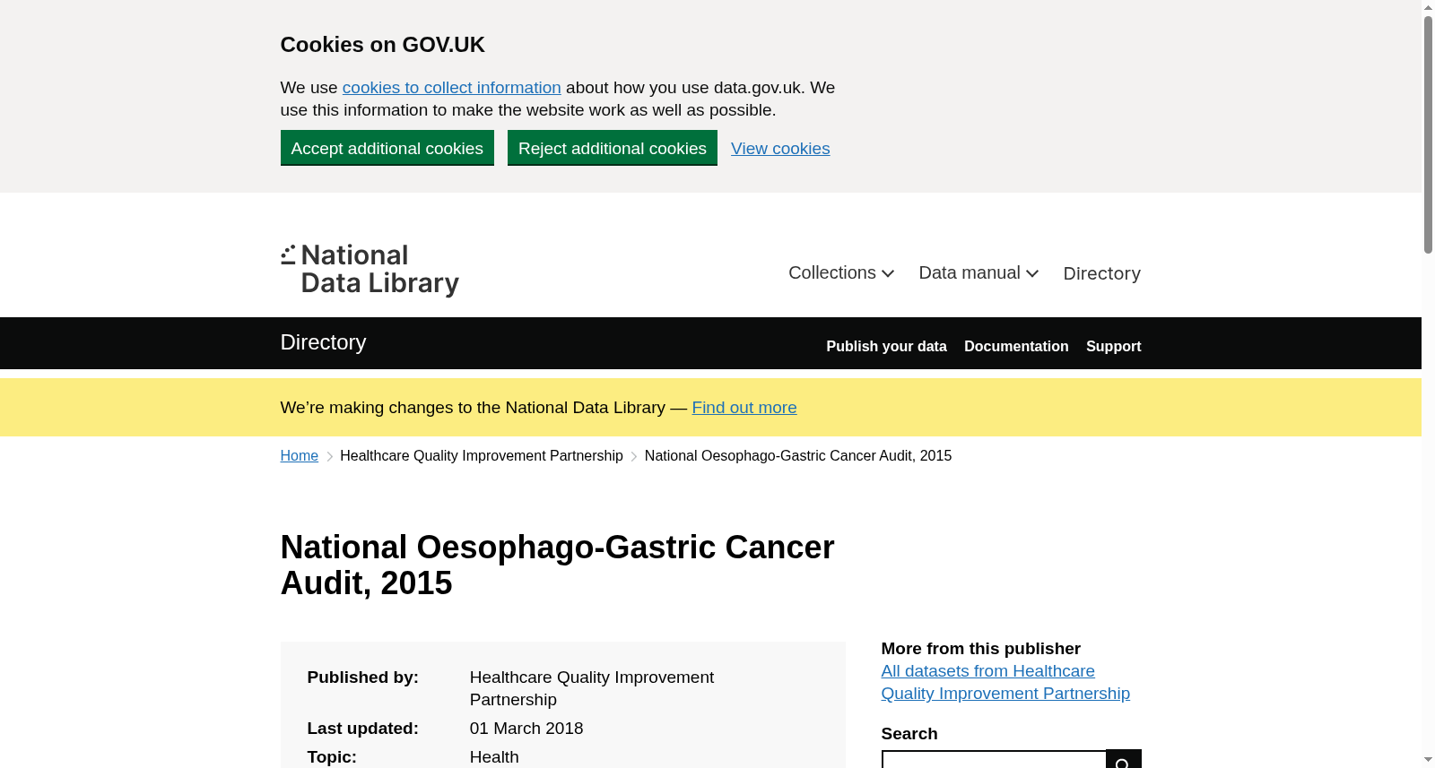 National Oesophago-Gastric Cancer Audit, 2015 数据集图片