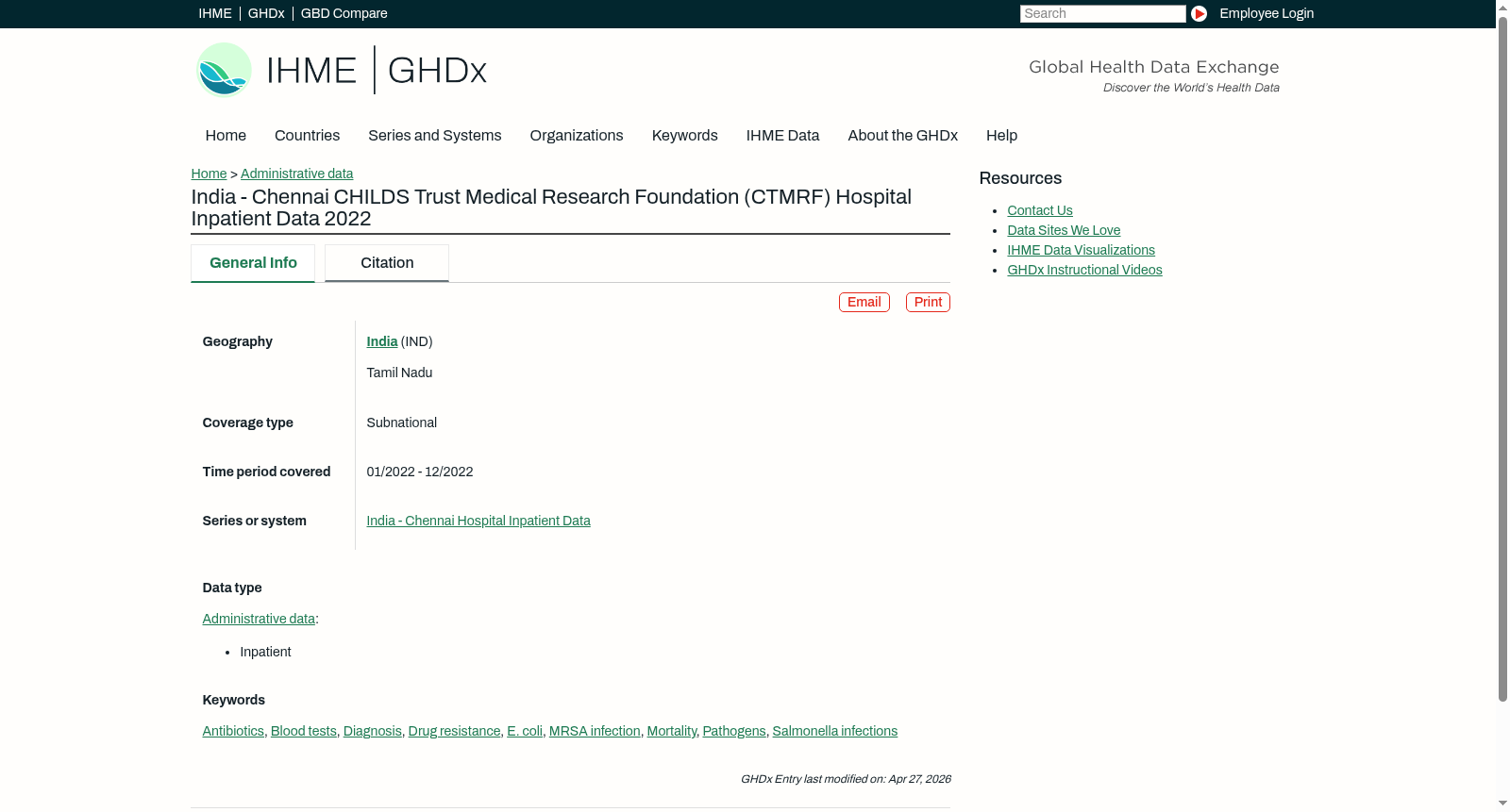 India - Chennai CHILDS Trust Medical Research Foundation (CTMRF) Hospital Inpatient Data 2022 数据集图片