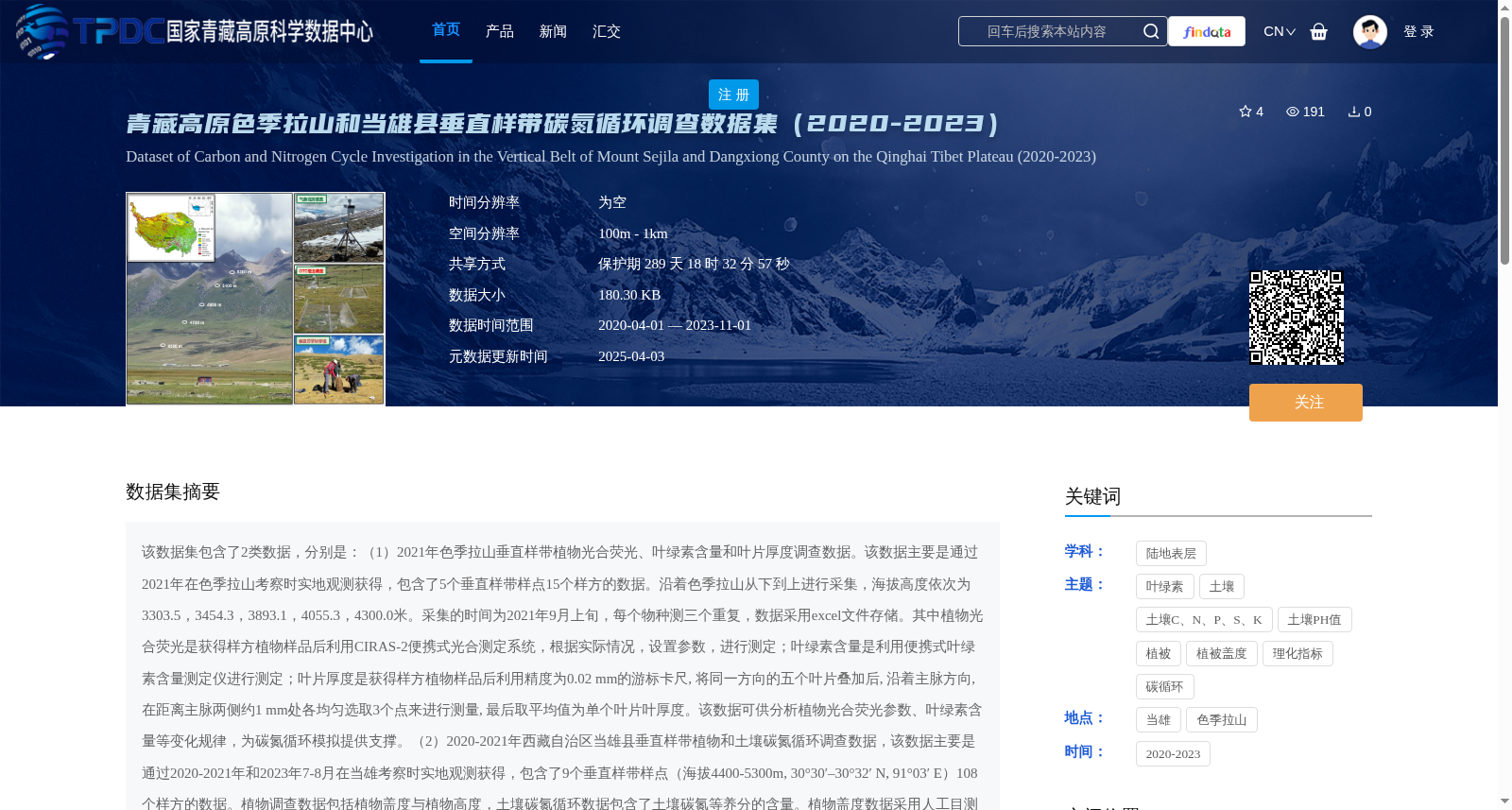 青藏高原色季拉山和当雄县垂直样带碳氮循环调查数据集(2020-2023) 数据集图片