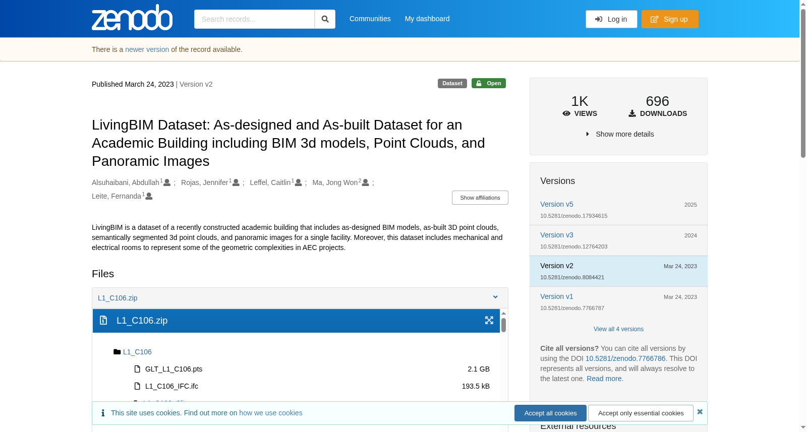 LivingBIM Dataset: As-designed and As-built Dataset for an Academic Building including BIM 3d models, Point Clouds, and Panoramic Images 数据集图片