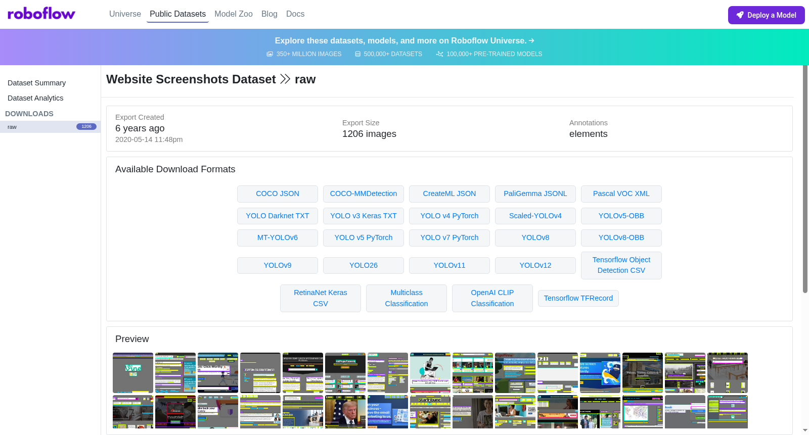 Website Screenshots Object Detection Dataset - raw 数据集图片