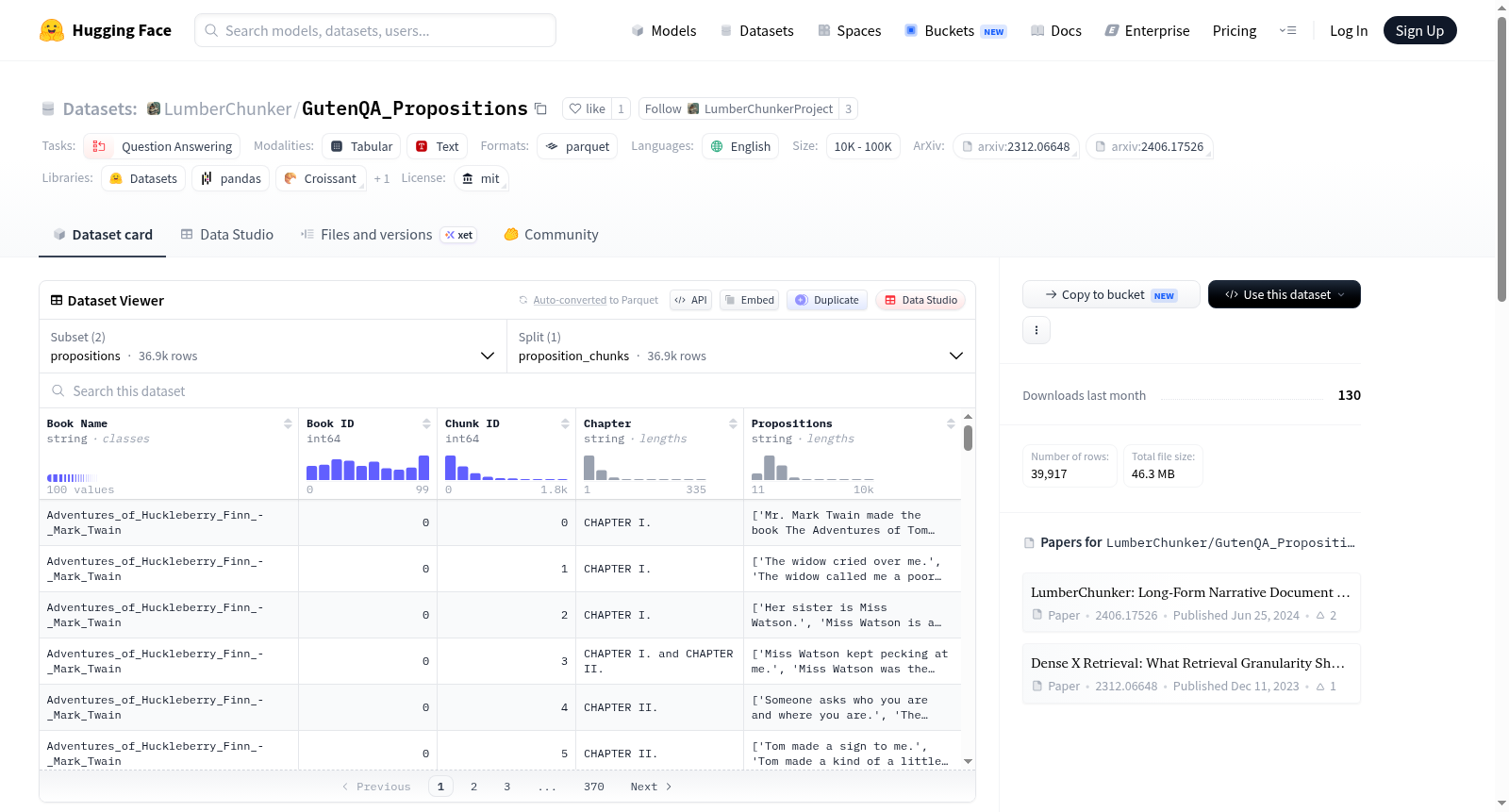 LumberChunker/GutenQA_Propositions 数据集图片