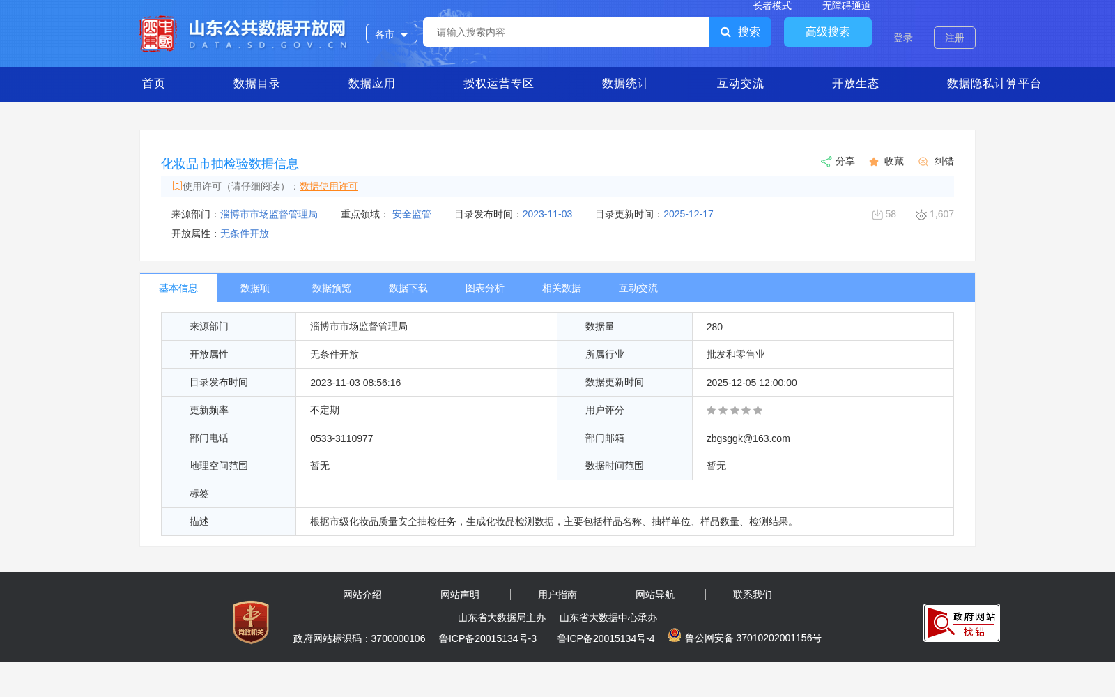 化妆品市抽检验数据信息 数据集图片