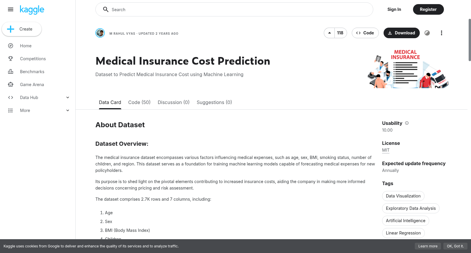 Medical Insurance Cost Prediction 数据集图片