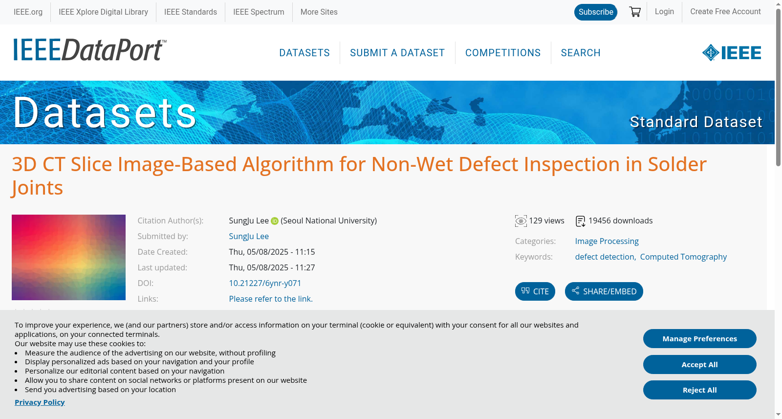 "3D CT Slice Image-Based Algorithm for Non-Wet Defect Inspection in Solder Joints" 数据集图片