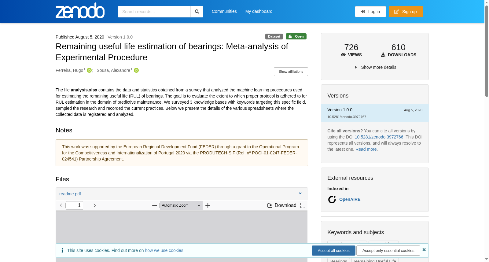 Remaining useful life estimation of bearings: Meta-analysis of Experimental Procedure 数据集图片