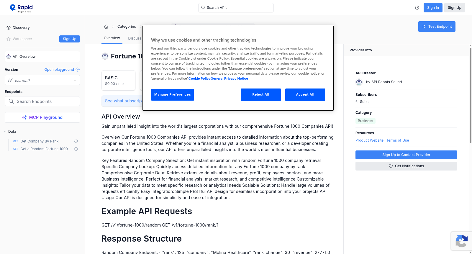 Fortune 1000 Companies API by APIRobots 数据集图片