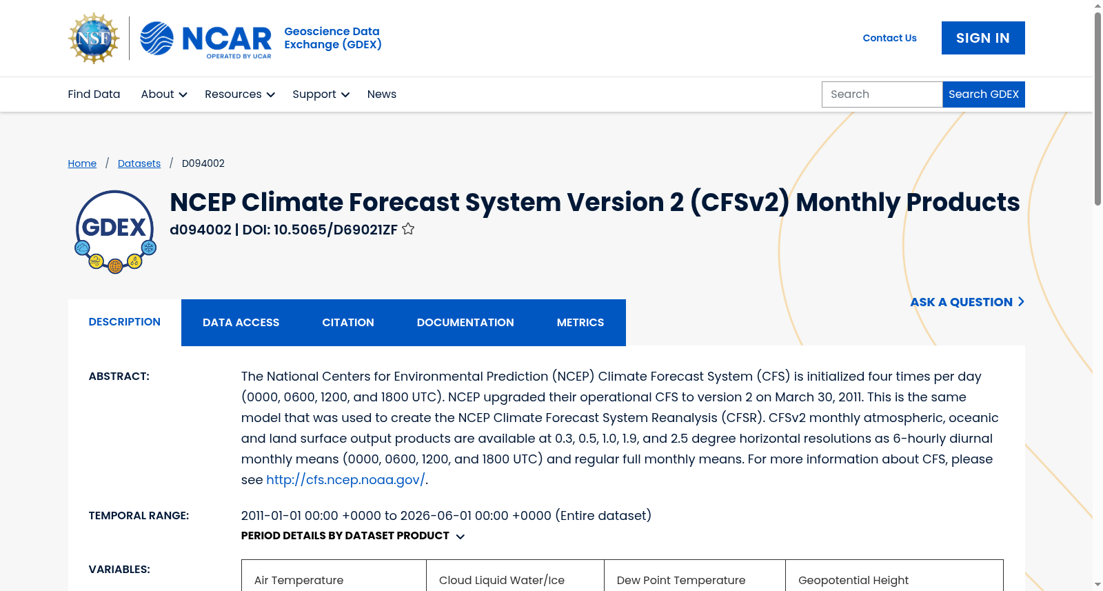NCEP Climate Forecast System Version 2 (CFSv2) Monthly Products 数据集图片