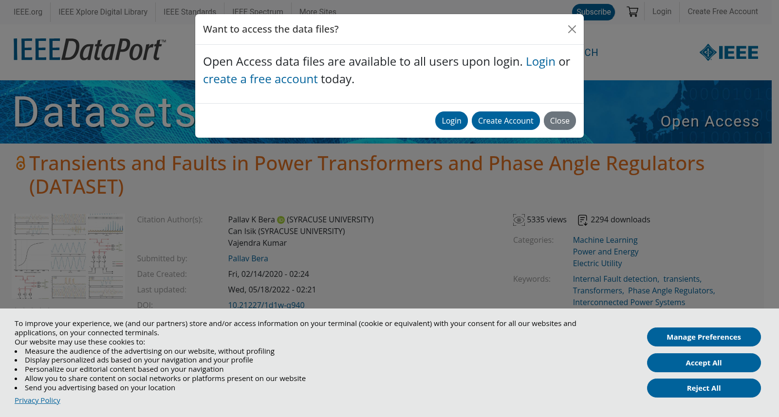 Transients and Faults in Transformer and Phase Angle Regulators 数据集图片