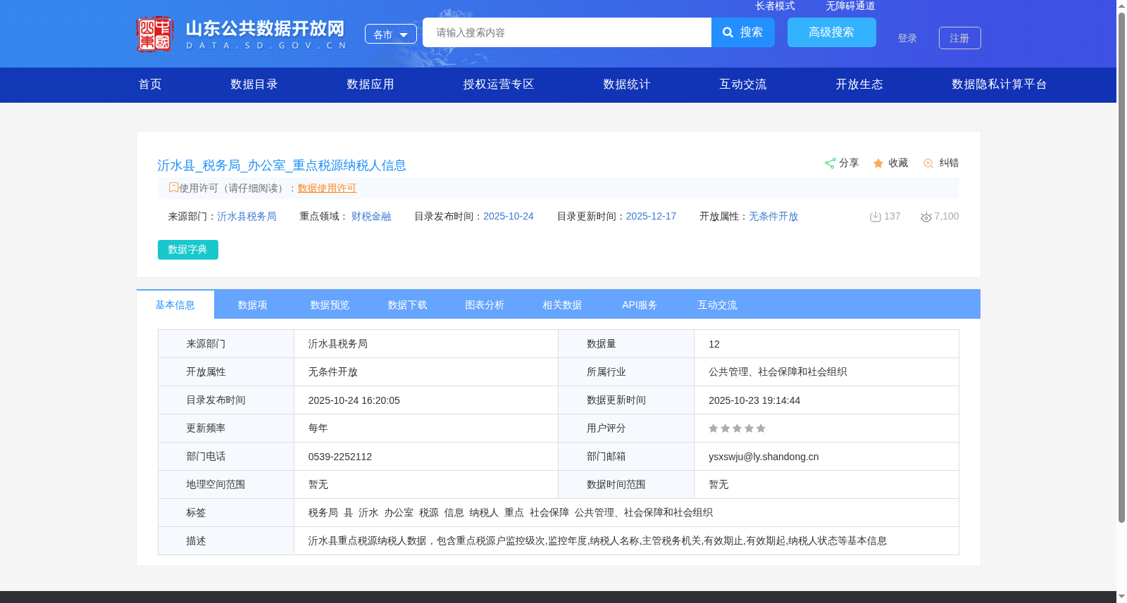 沂水县_税务局_办公室_重点税源纳税人信息 数据集图片