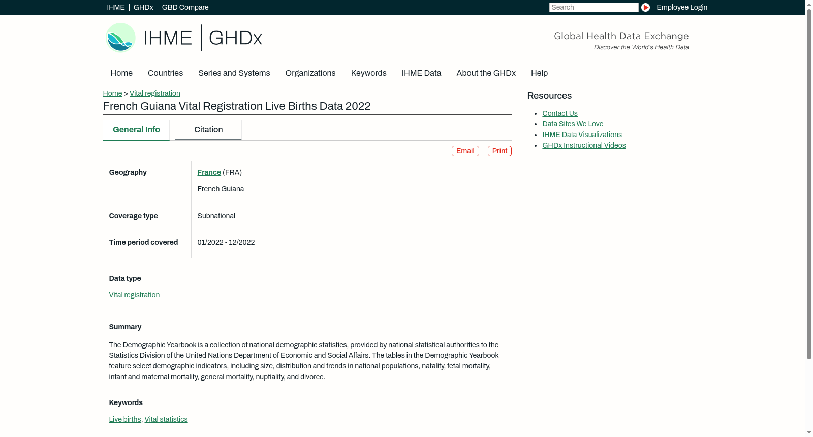 French Guiana Vital Registration Live Births Data 2022 数据集图片