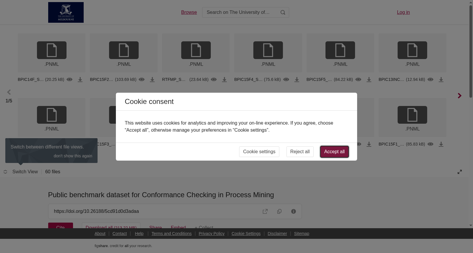 Public benchmark dataset for Conformance Checking in Process Mining 数据集图片