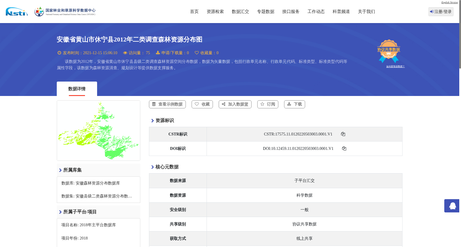 安徽省黄山市休宁县2012年二类调查森林资源分布图 数据集图片