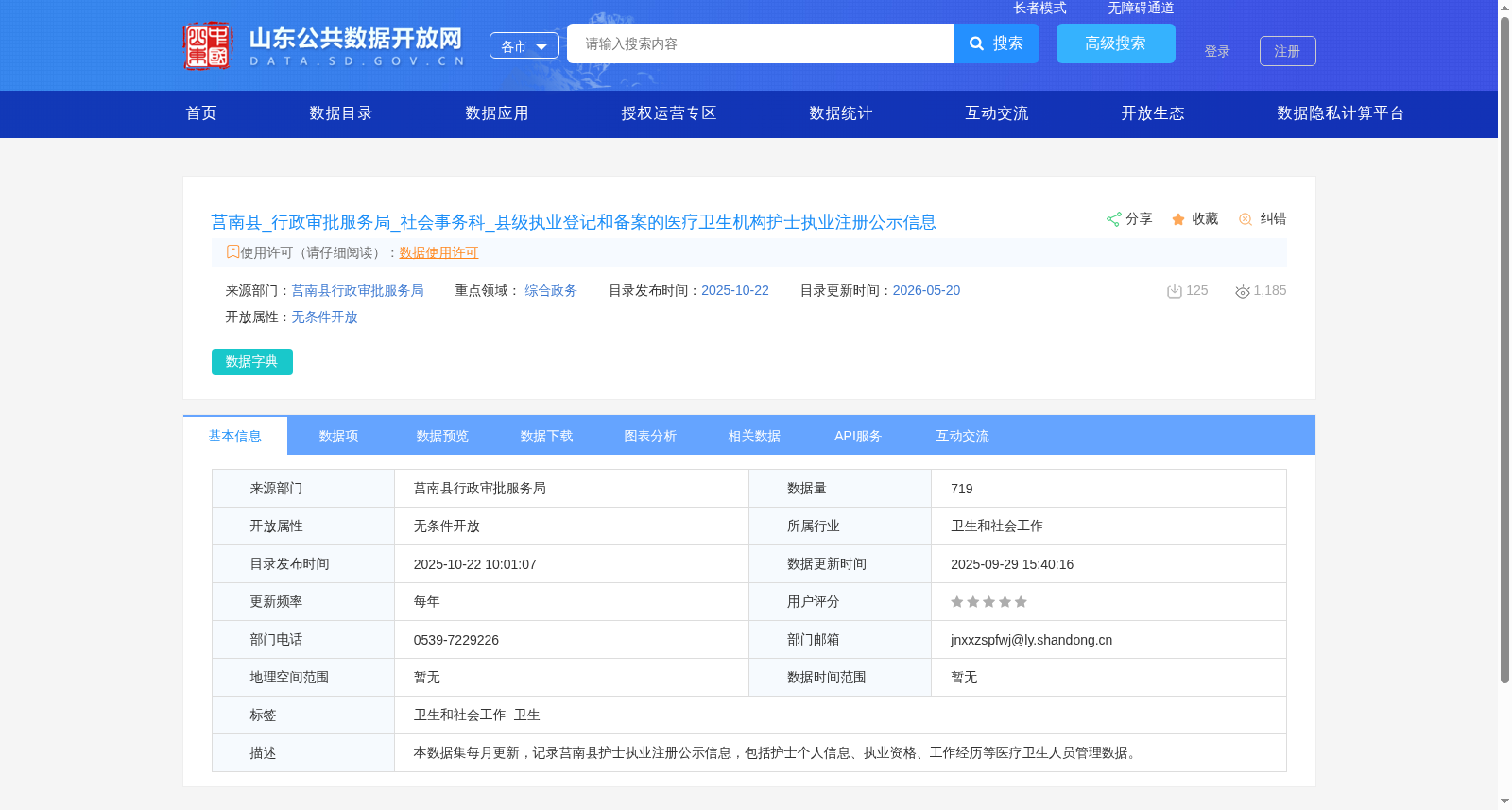 莒南县_行政审批服务局_社会事务科_县级执业登记和备案的医疗卫生机构护士执业注册公示信息 数据集图片