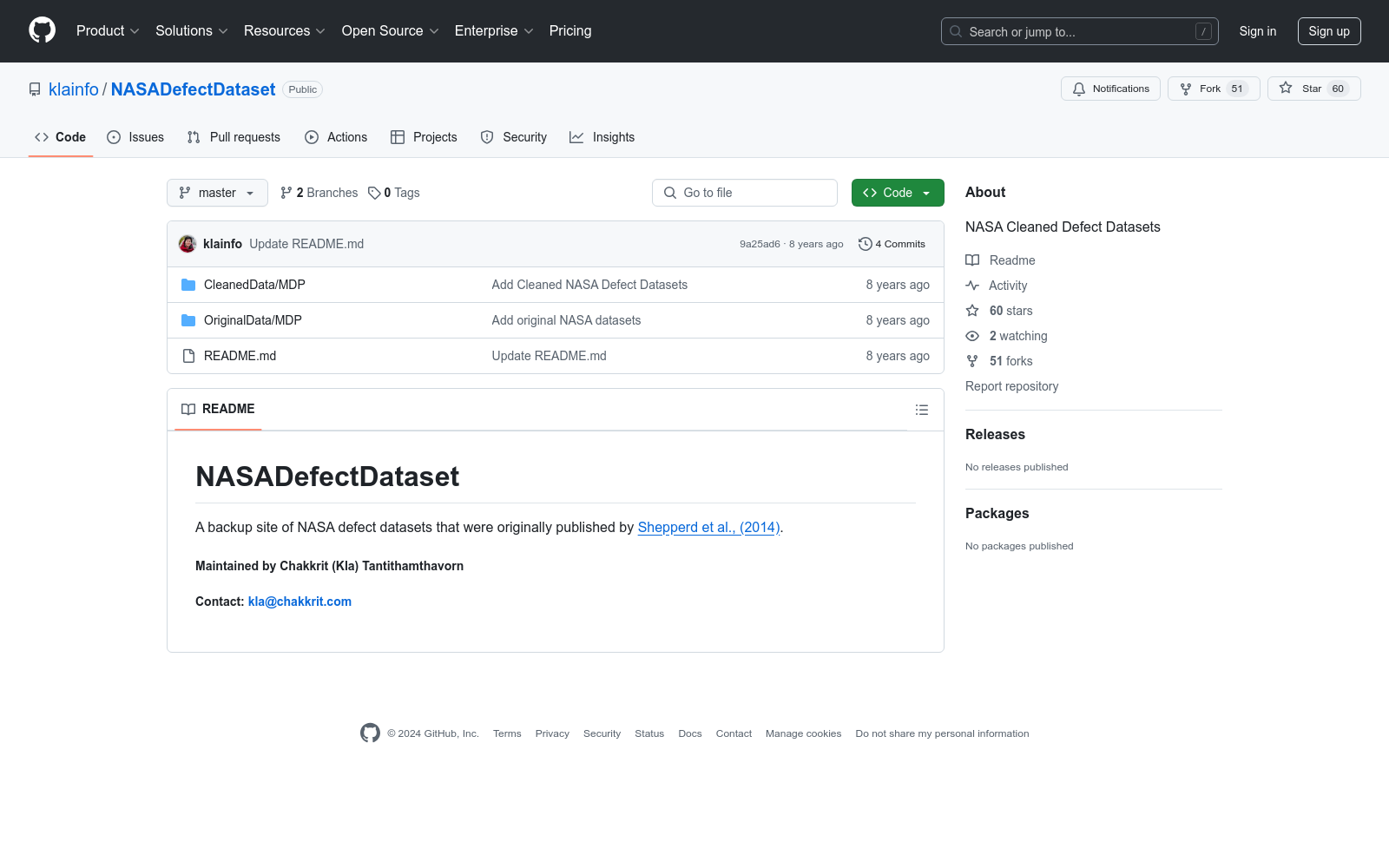 NASADefectDataset|航空航天数据集|缺陷分析数据集