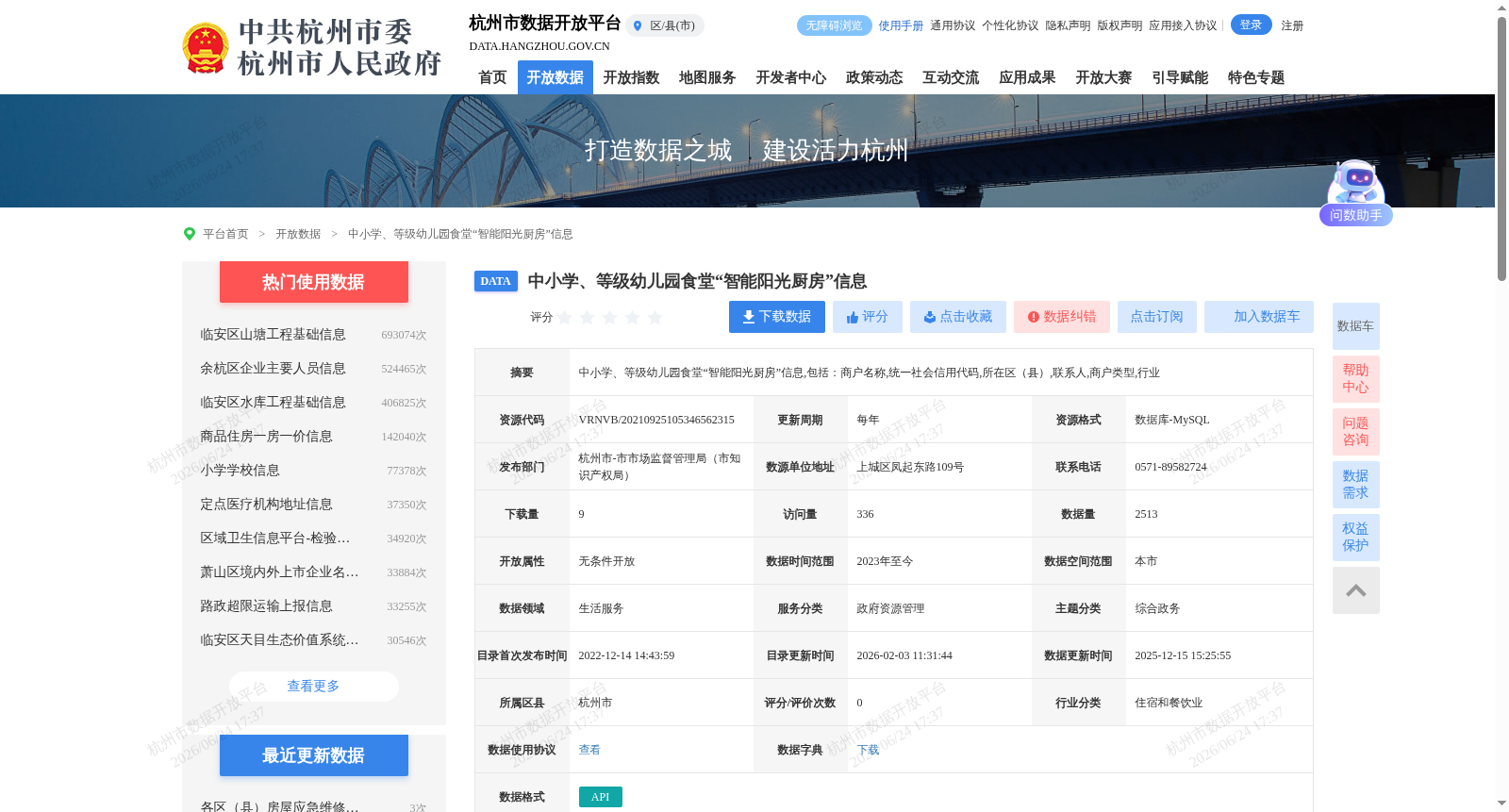 中小学、等级幼儿园食堂“智能阳光厨房”信息 数据集图片