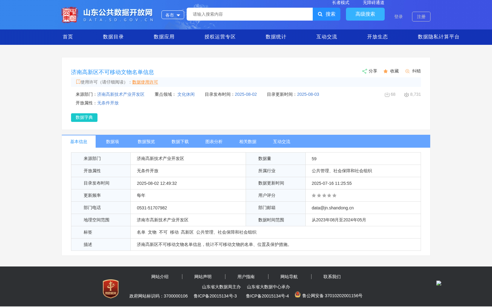 济南高新区不可移动文物名单信息 数据集图片