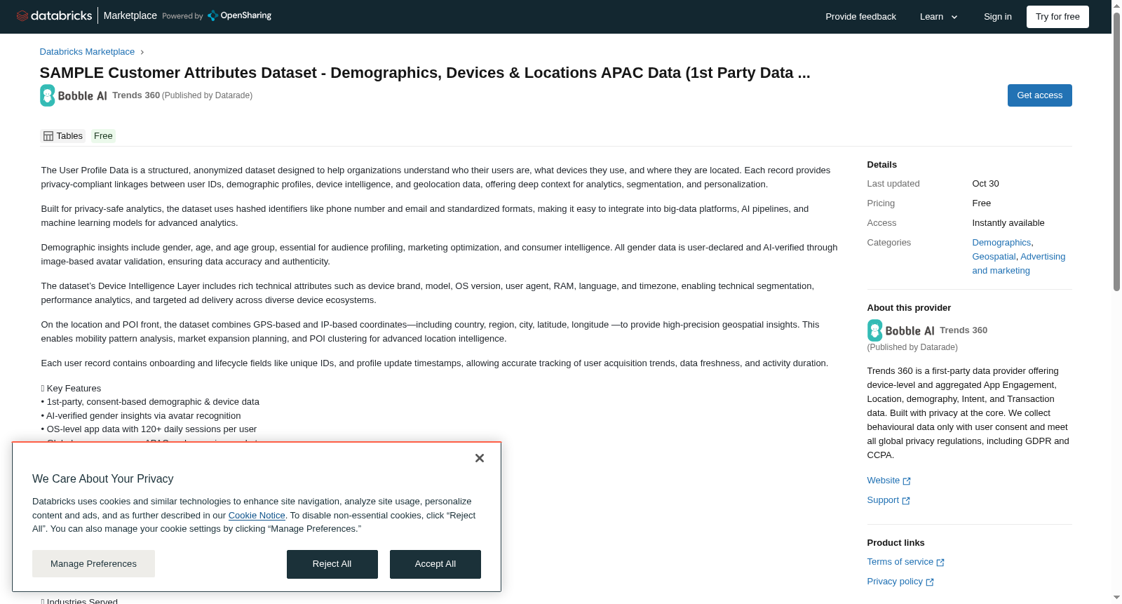 SAMPLE Customer Attributes Dataset - Demographics, Devices & Locations APAC Data (1st Party Data ... 数据集图片