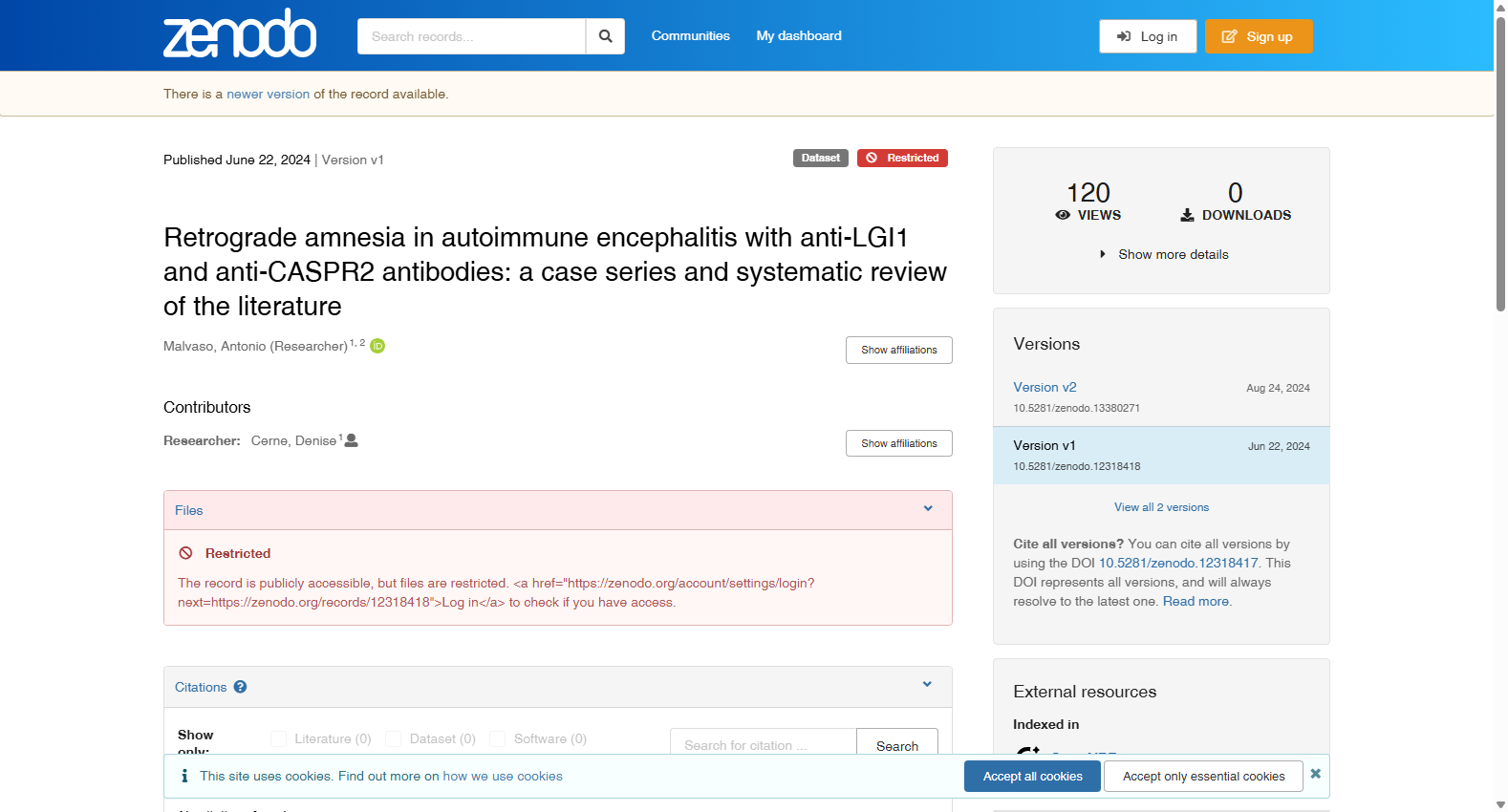 Retrograde amnesia in autoimmune encephalitis with anti-LGI1 and anti-CASPR2 antibodies