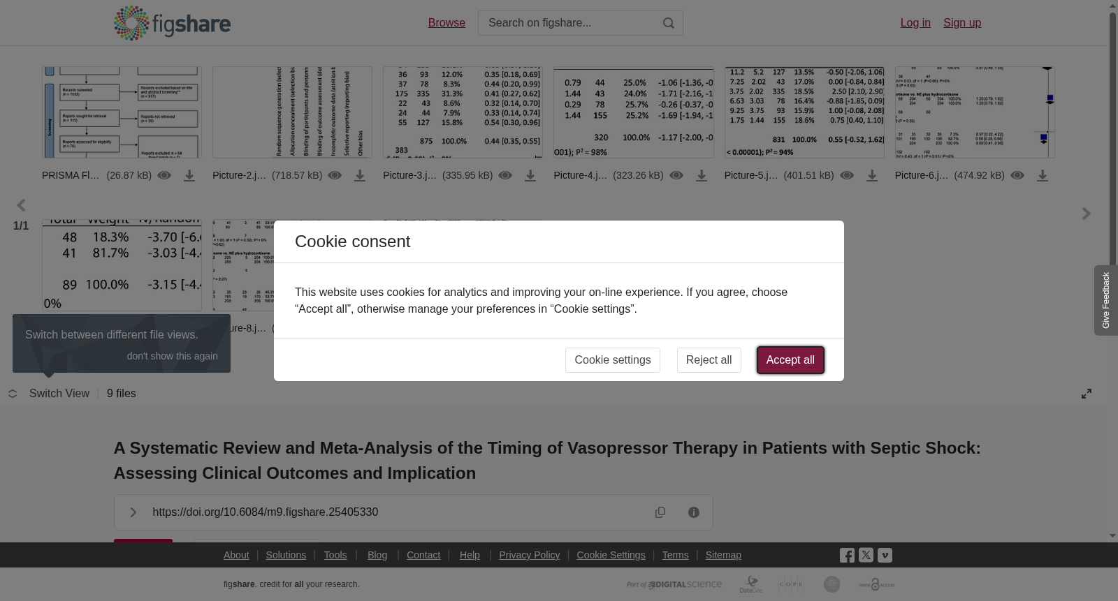 <b>A Systematic Review and Meta-Analysis of the Timing of Vasopressor Therapy in Patients with Septic Shock: Assessing Clinical Outcomes and Implication</b> 数据集图片