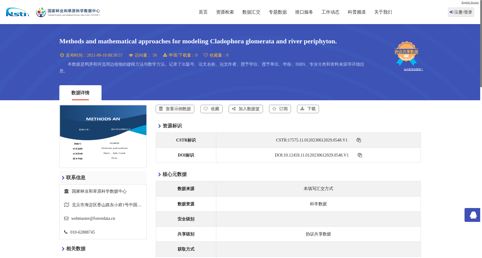 Methods and mathematical approaches for modeling Cladophora glomerata and river periphyton. 数据集图片