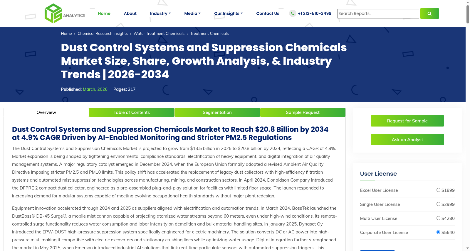 Dust Control Systems and Suppression Chemicals Market 数据集图片