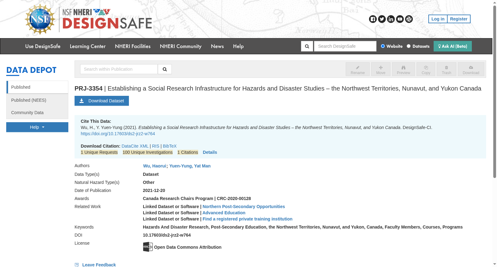 Establishing a Social Research Infrastructure for Hazards and Disaster Studies – the Northwest Territories, Nunavut, and Yukon Canada 数据集图片