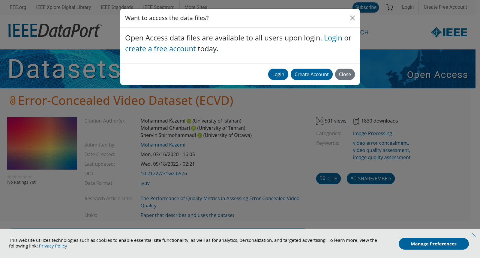 Error-Concealed Video Dataset (ECVD) 数据集图片