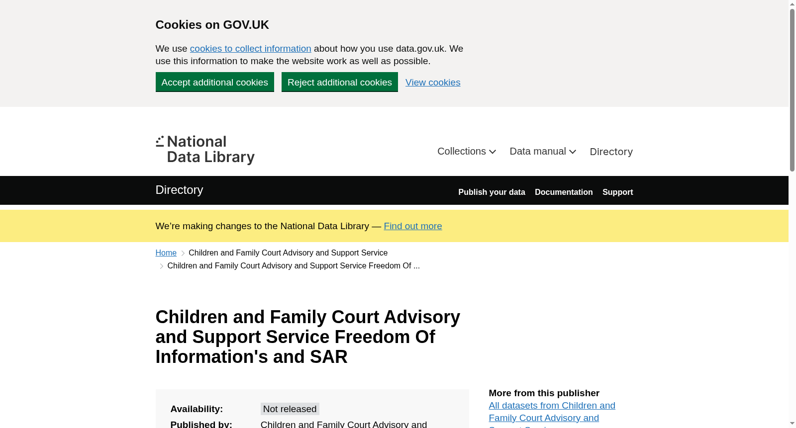 Children and Family Court Advisory and Support Service Freedom Of Information's and SAR 数据集图片