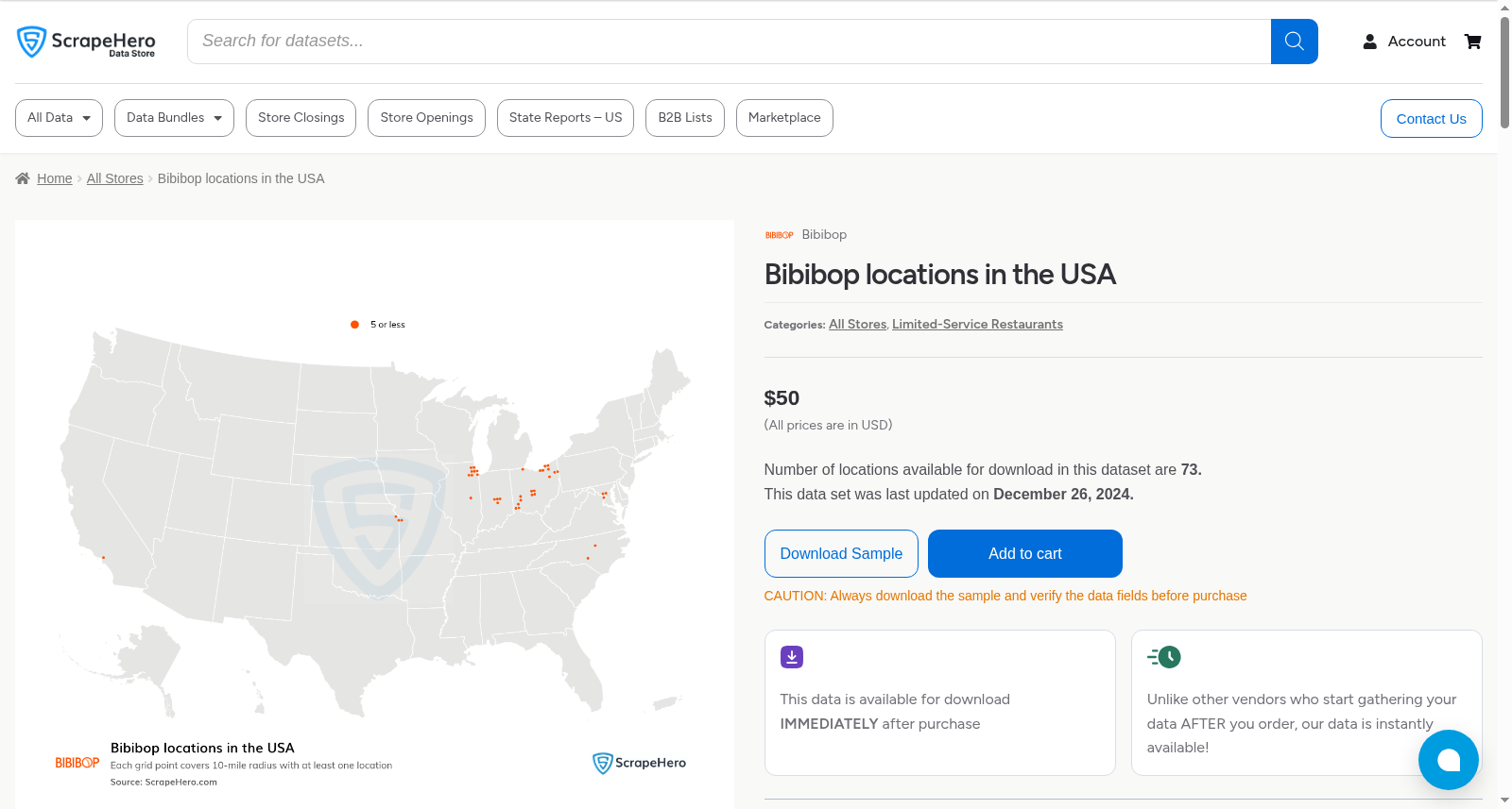 Bibibop locations in the USA 数据集图片