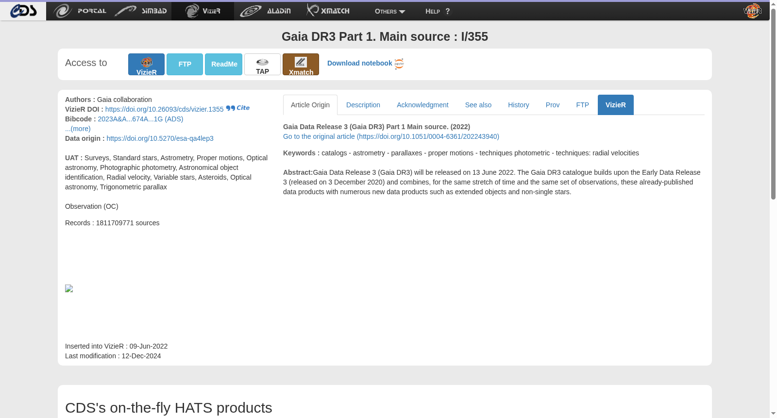 Gaia DR3 Part 1. Main source 数据集图片
