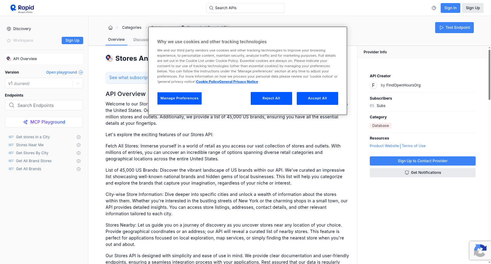 Stores And Brands API 数据集图片