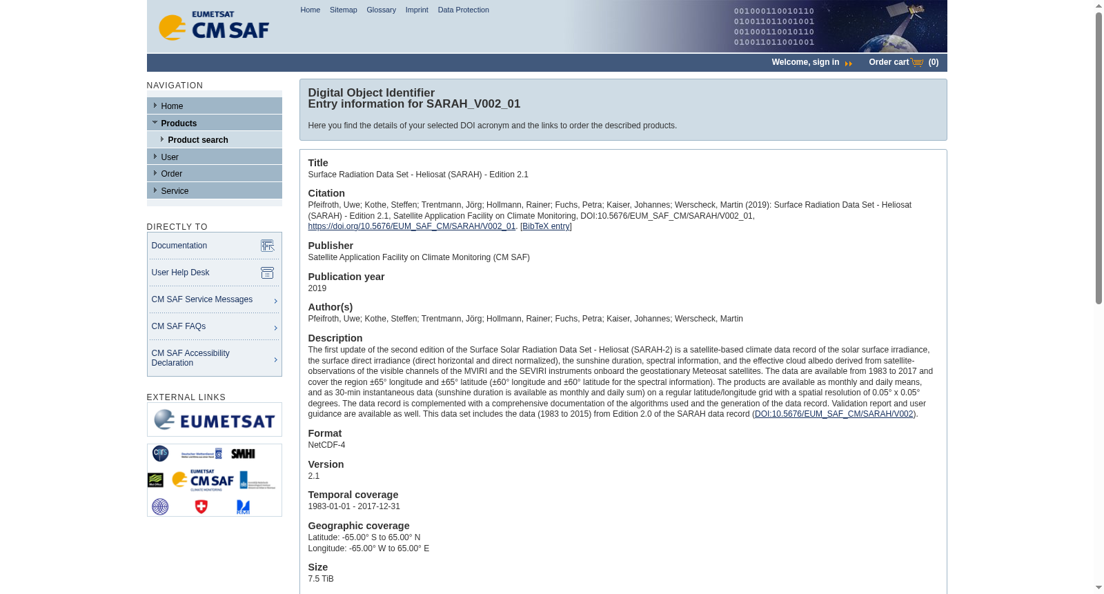 Surface Radiation Data Set - Heliosat (SARAH) - Edition 2.1 数据集图片